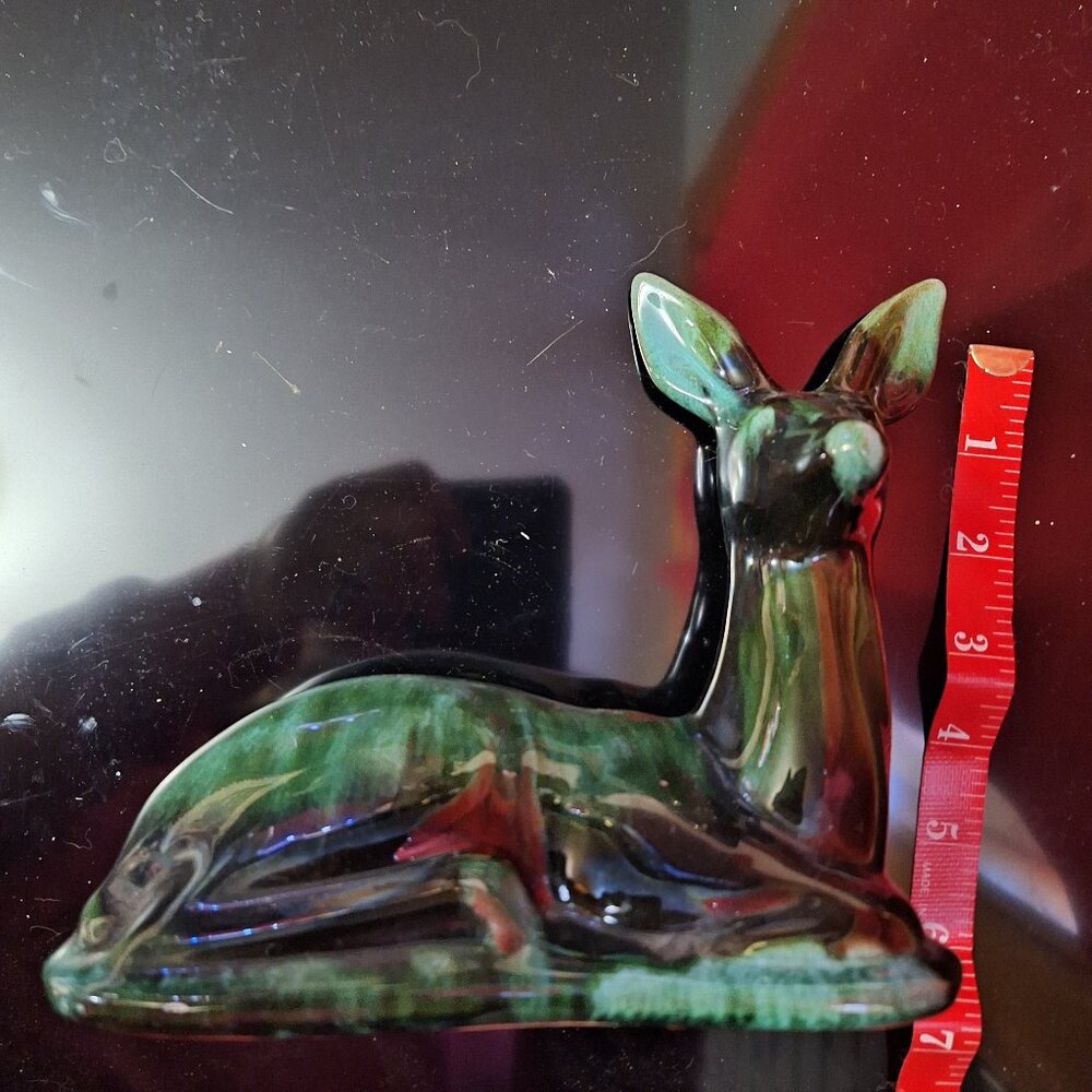 Mid-Century drip-glaze ceramic deer figurine Blue Mountain Pottery (BMP)